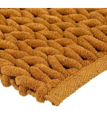 Tapis Salle de Bain Tissé Épais 50x75cm Marron Tabac
