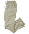 Men's Beige Casual Summer Trousers with Elasticated Waist Atlas For Men