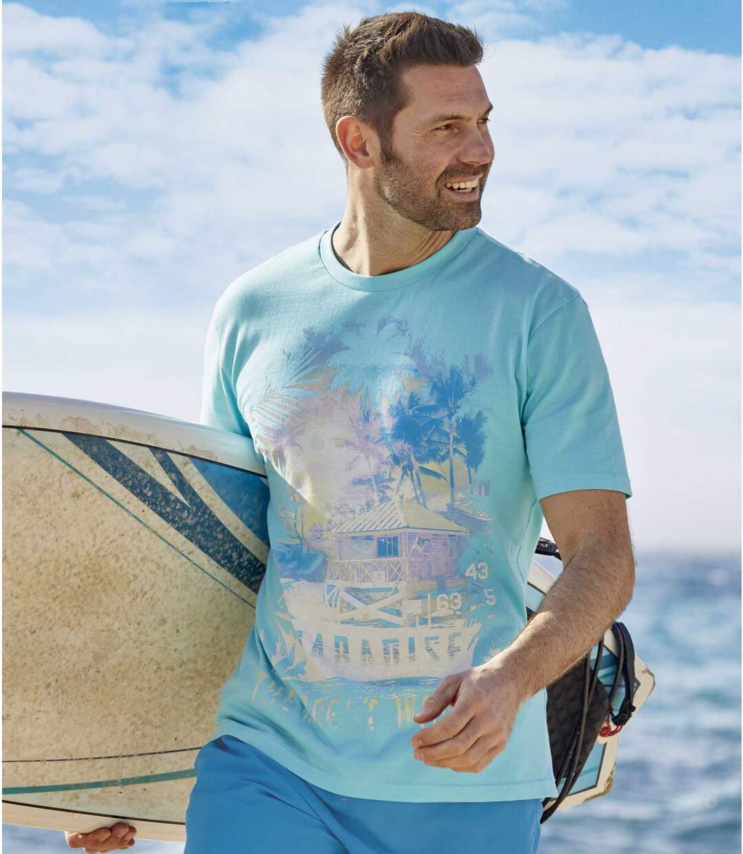 Men's Paradise Print T-Shirt - Turquoise Atlas For Men
