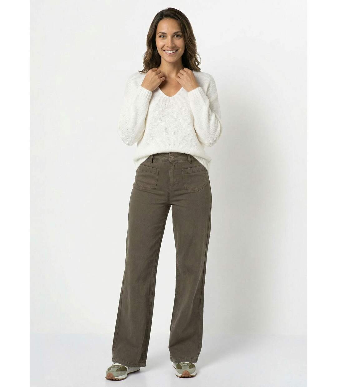Pull chaud col V en maille avec mohair-3