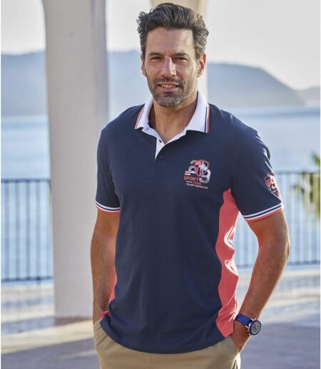 Men's Navy Sporty Jersey Polo Shirt 