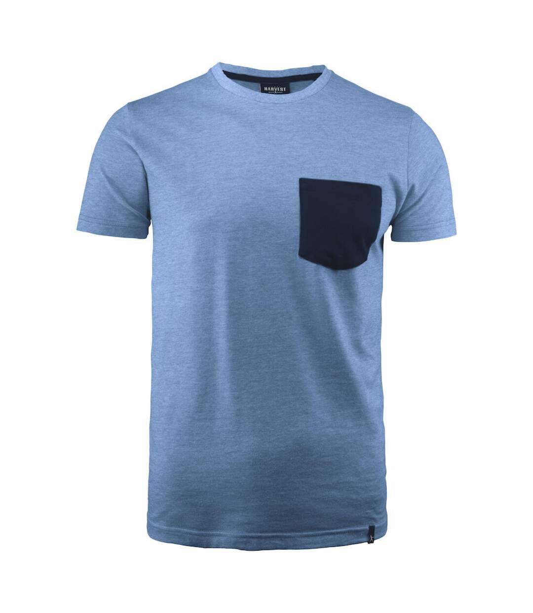 Mens T-shirt Light Blue Washed Melange James Harvest-2