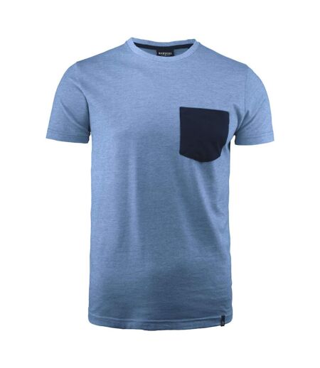 Mens T-shirt Light Blue Washed Melange James Harvest