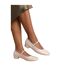 Womens/ladies minsk patent faux leather buckle detail wide low heel ballet shoes cream Where´s That From