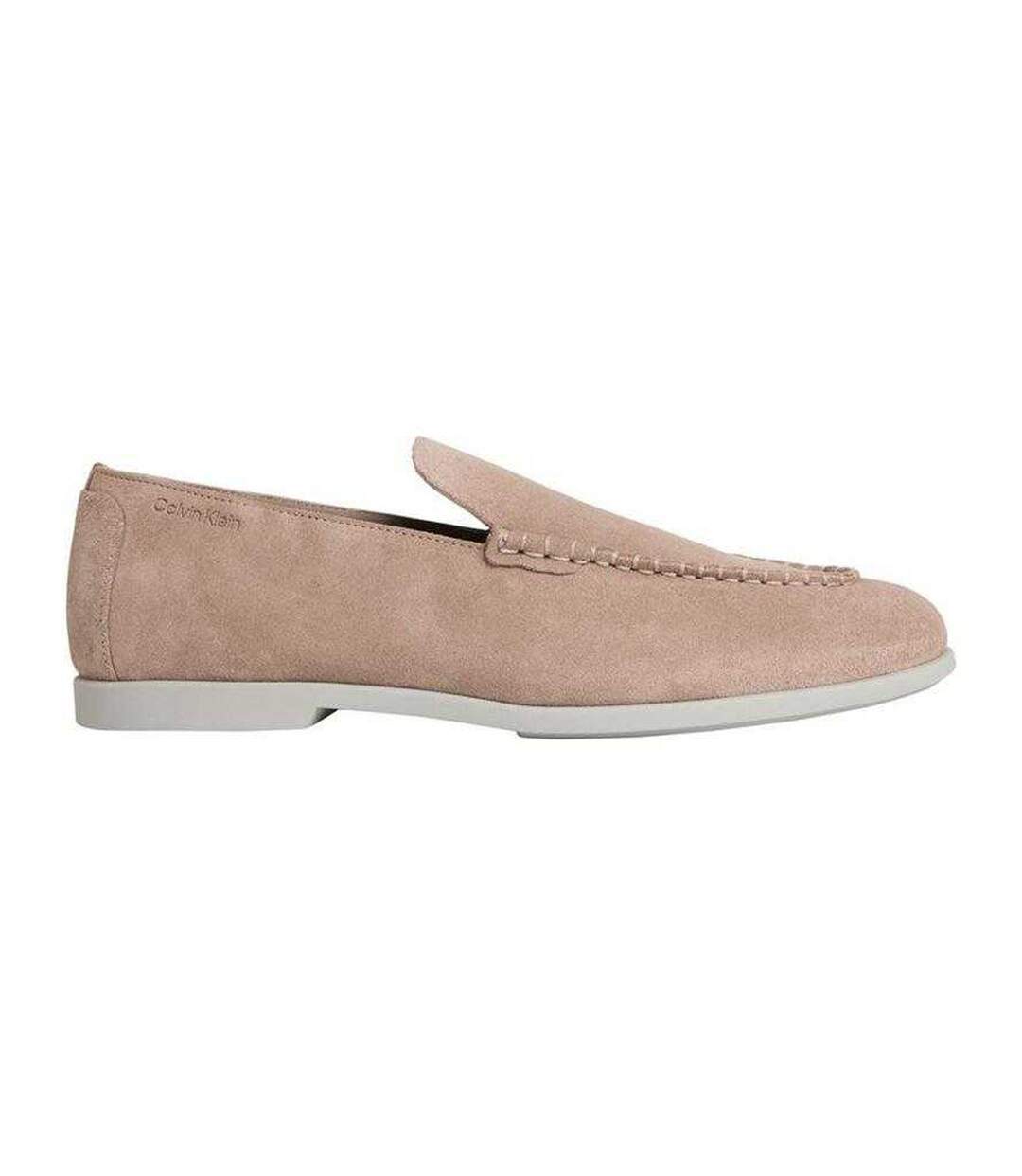 Mens Suede Flat Loafers Taupe Calvin Klein-1