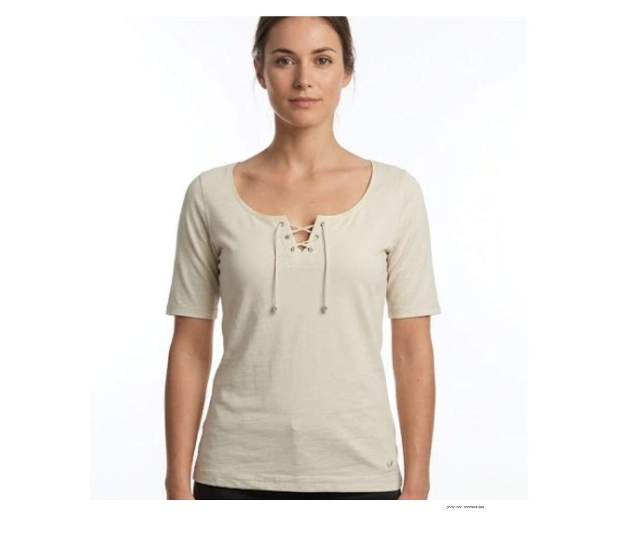 Tee-shirt MAYFLOWER DAMOCLES2 beige à lacets : l'élégance des manches 3/4-1