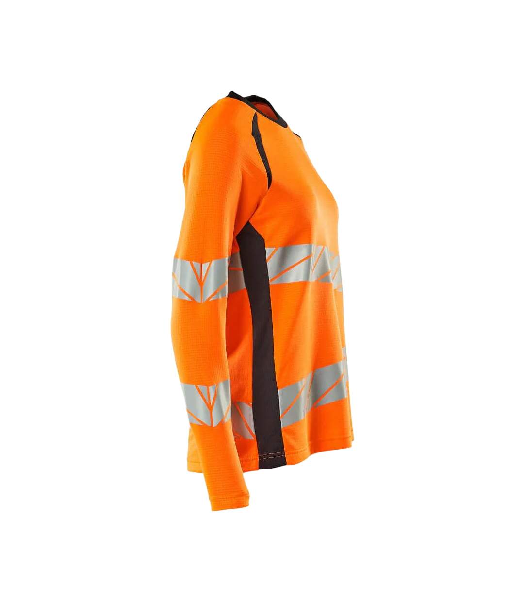 T-shirt Manches Longues Accelerate Safe Femme Orange Fluo Bleu Marine Foncé Mascot-3