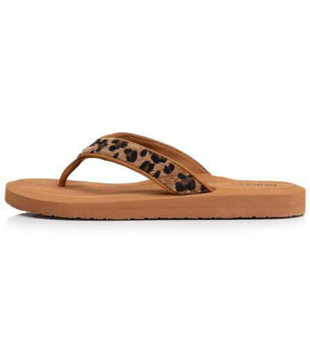 Isotoner Tongs femme sandales plage d'été, semelles eva légères et confortable, yoga jungle léopard