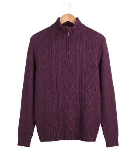Pull camionneur col montant zippé 30% laine PIXEL1