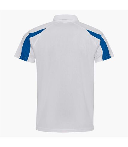 AWDis Just Cool Mens Short Sleeve Contrast Panel Polo Shirt (Arctic White/Sapphire Blue)