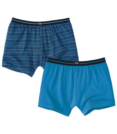 Pack of 2 Men's Summer Boxer Shorts - Navy Turquoise