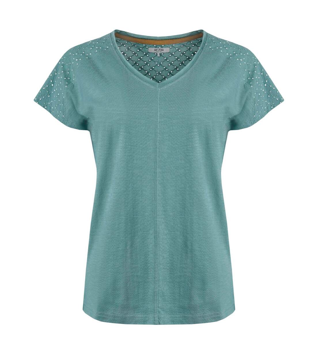 Womens/ladies pernille cut out t-shirt mineral blue Weird Fish-1