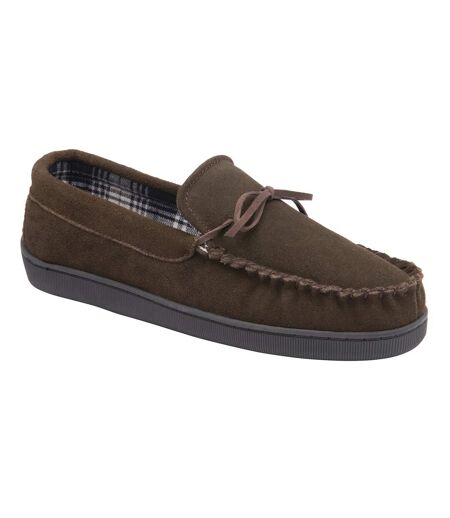 Mens Real Suede Leather Fleece Lined Slippers