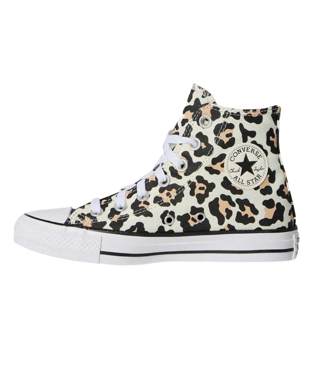 Womens/ladies Chuck Classic Leopard Print High Top Trainers White Black Converse-2