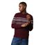 Mens fair isle cable knit crew neck jumper burgundy Maine-1