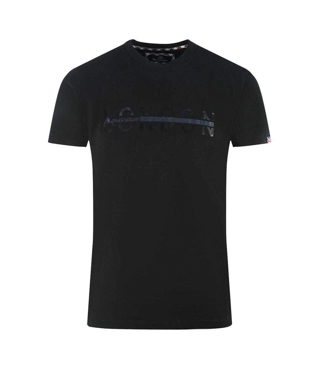 T-shirt Motif Fendu London Homme Noir Aquascutum-1