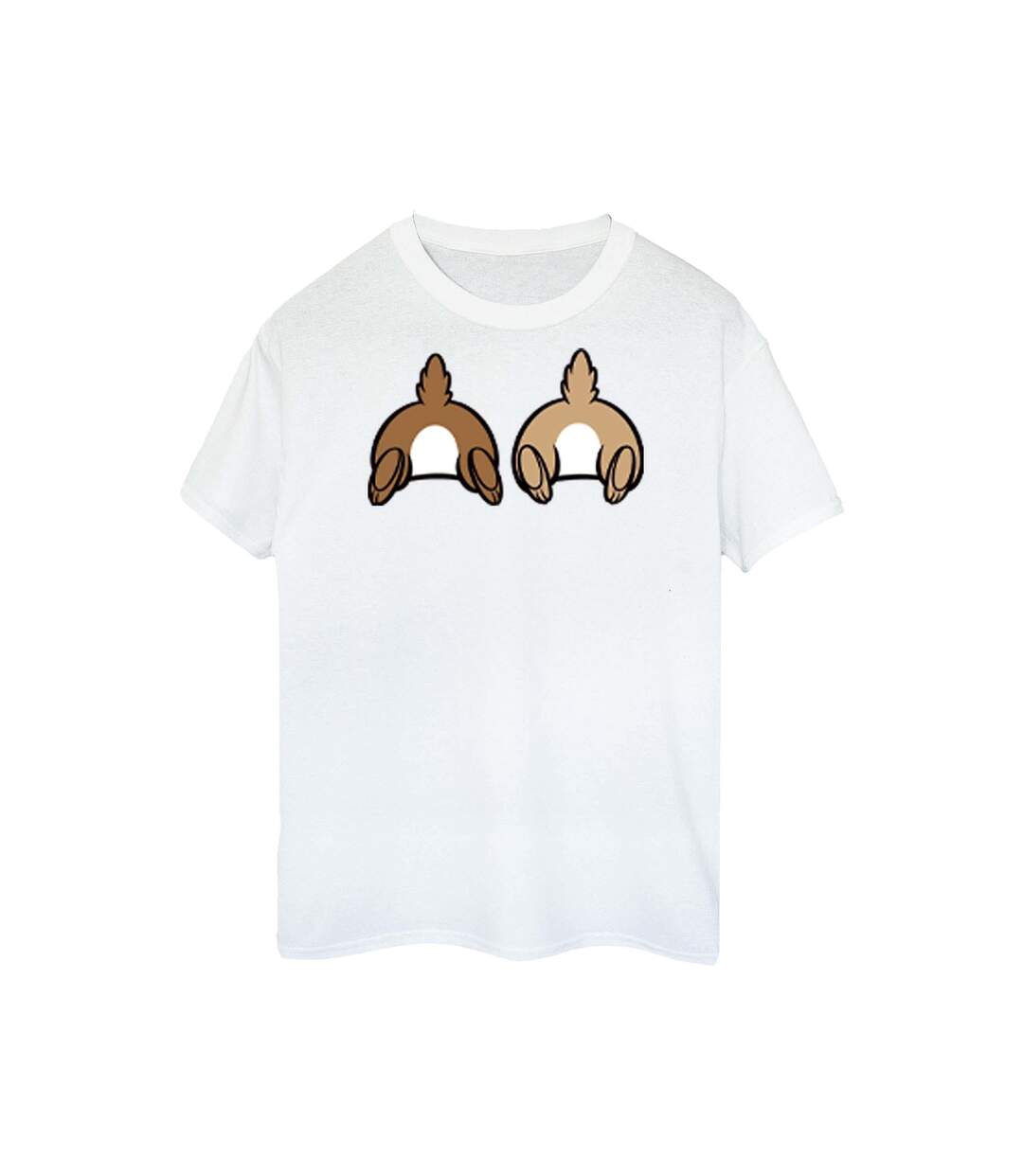 Disney Womens/Ladies Chip N Dale Backside Breast Print Cotton Boyfriend T-Shirt (Blanc) - UTBI49511-1
