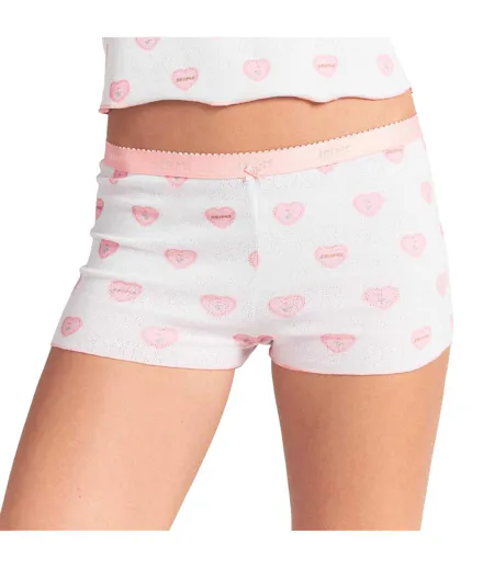 Ensemble Haut Et Short Motif/style Cœurs Femme Blanc Skims