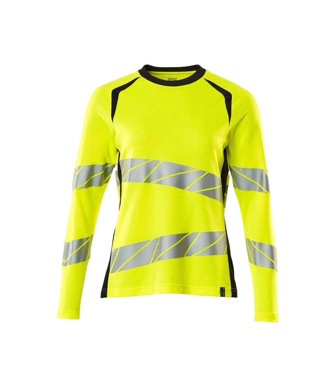 T-shirt Manches Longues Accelerate Safe Femme Jaune Fluo Bleu Marine Foncé Mascot-1