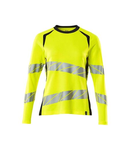T-shirt Manches Longues Accelerate Safe Femme Jaune Fluo Bleu Marine Foncé Mascot