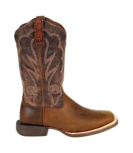 Womens/ladies Lady Rebel Pro Full Grain Leather Cowboy Boots Distressed Cognac Durango