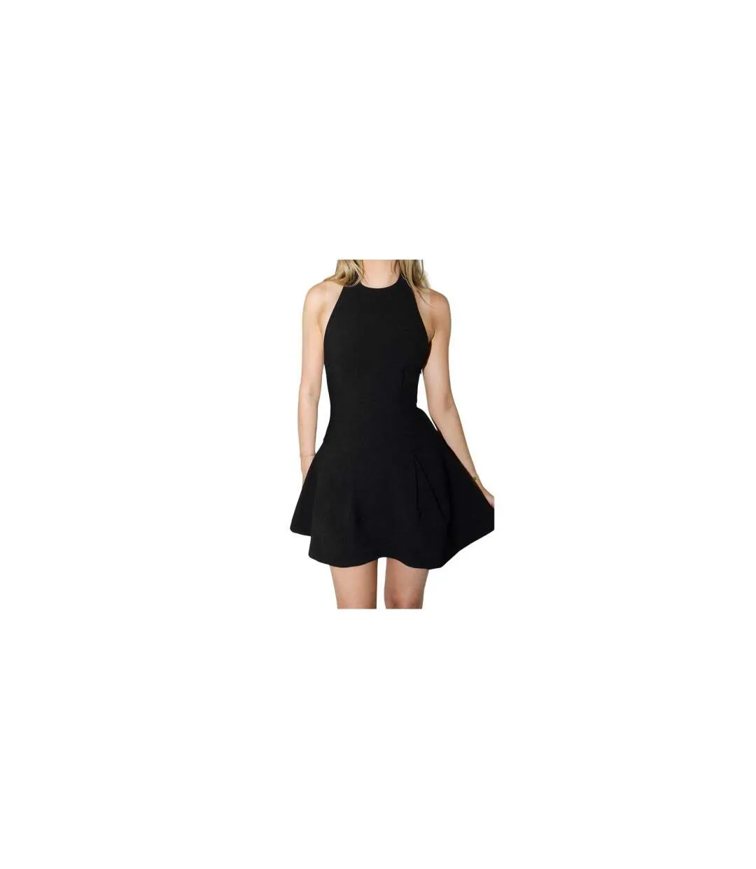 Womens/ladies Fitted And Flared Mini Dress Black Muse-1