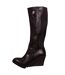 Womens/ladies Lara Faux Leather Side Zip Wedge Mid Calf Boots Black Where´s That From-1