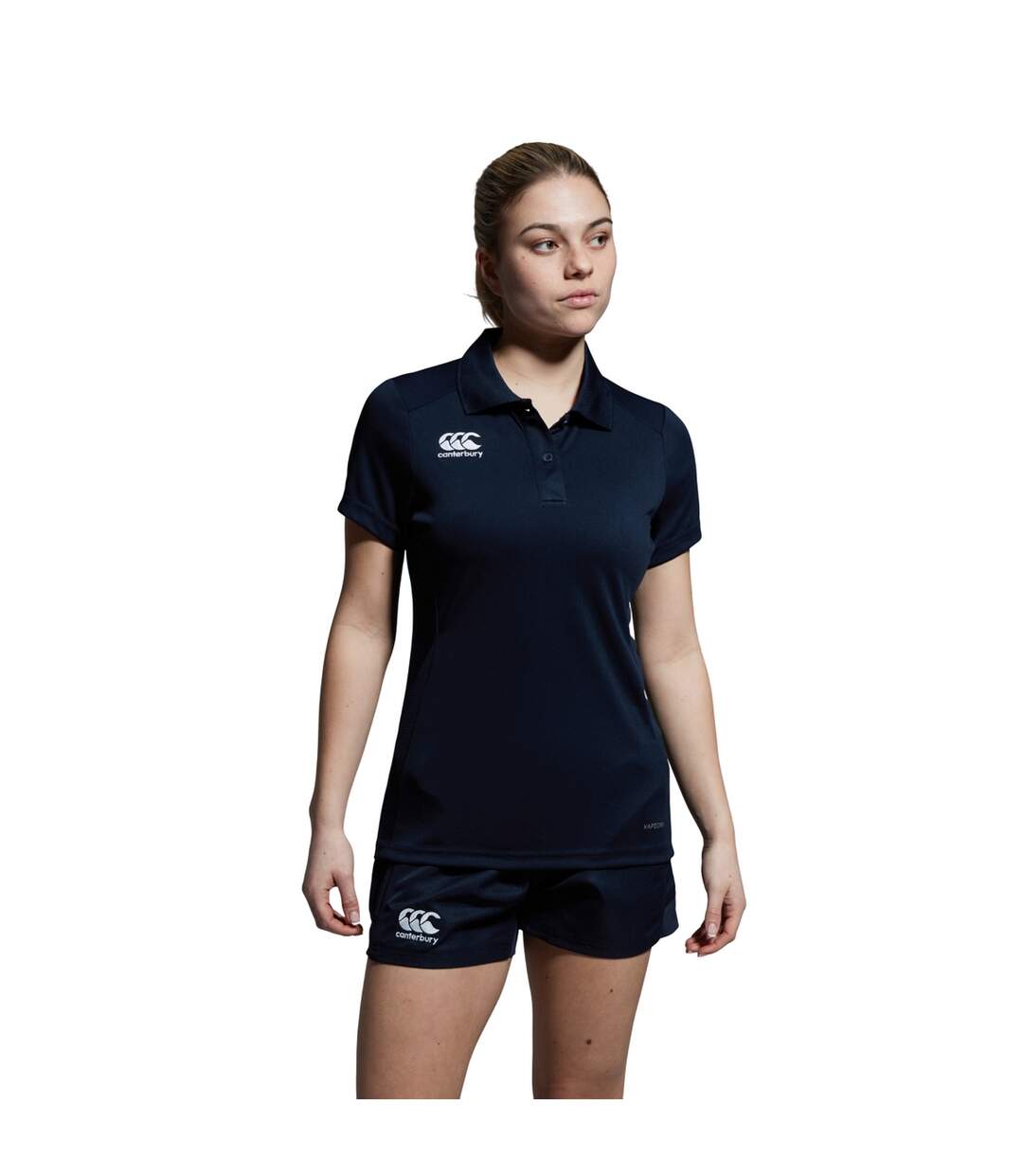 Womens/ladies Club Dry Polo Shirt Navy Canterbury-1