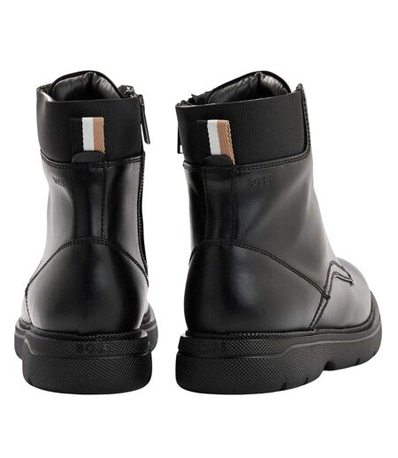 Mens Jacob Leather Ankle Boots Black Boss