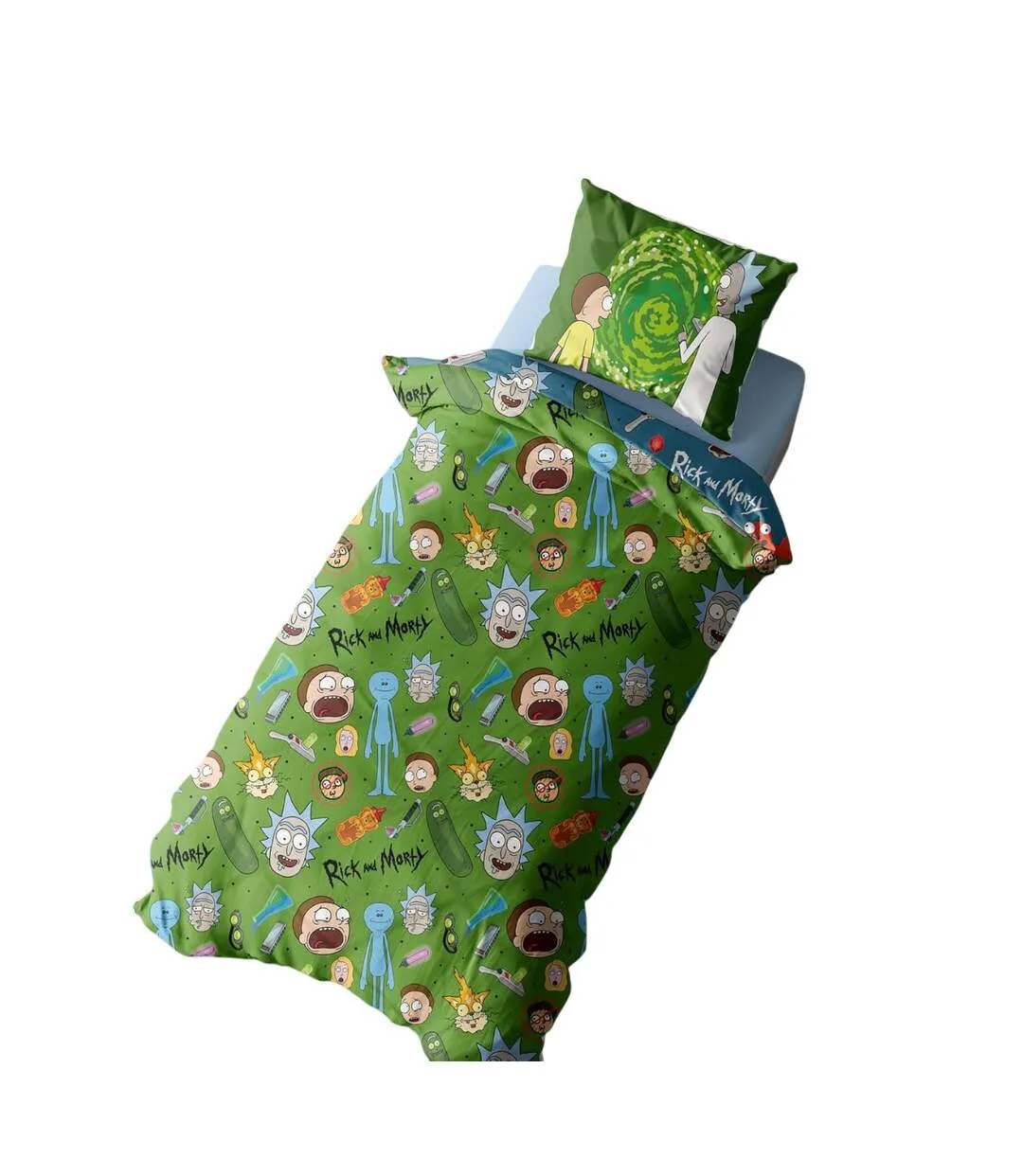 Portals Pickle Characters Reversible Duvet Set Blue Rick And Morty-3