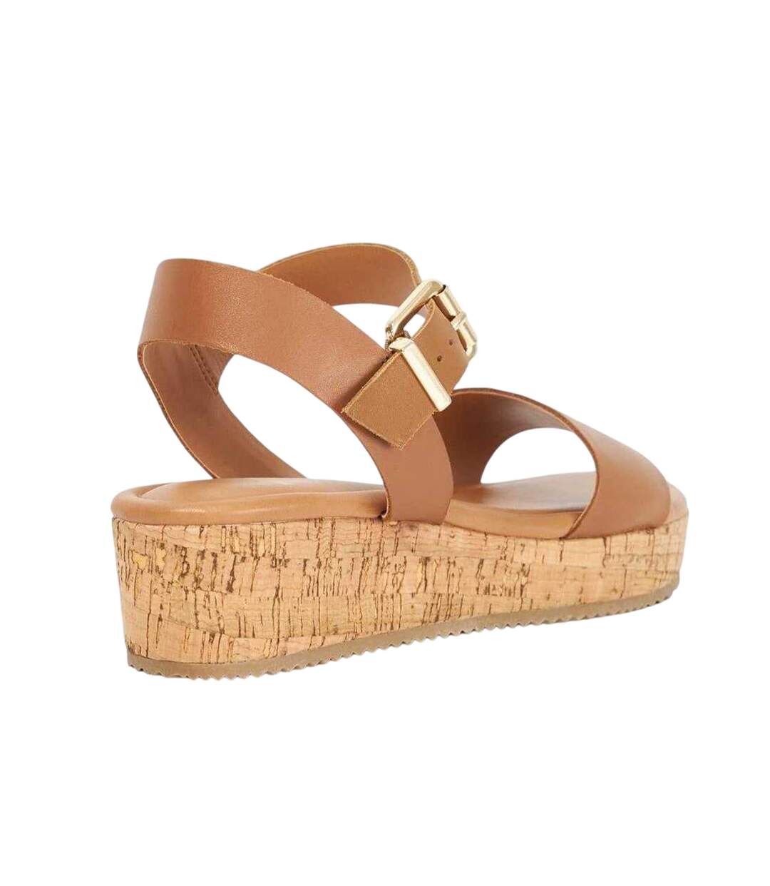 Womens/ladies Leather Platform Sandals Tan Dune London-2