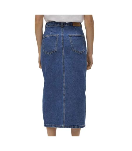 Jupe en jean longue bleu foncé femme vero moda calf denim skirt - l