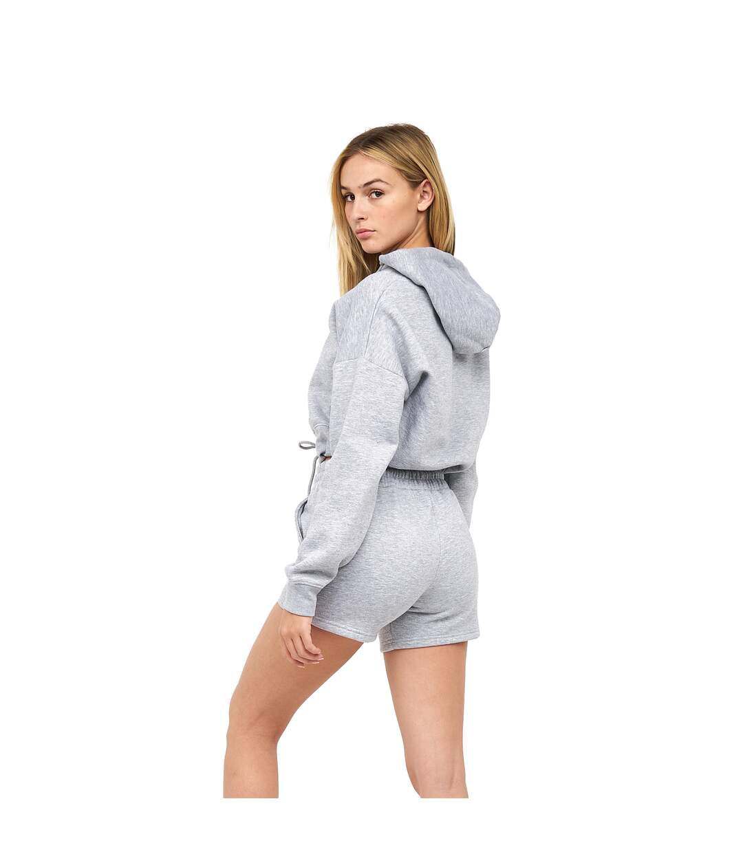 Womens/ladies Danica 2 Crop Hoodie Grey Marl Juice-3
