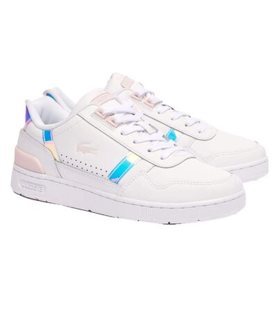 Womens/ladies T-clip Leather Trainers White Pink Lacoste