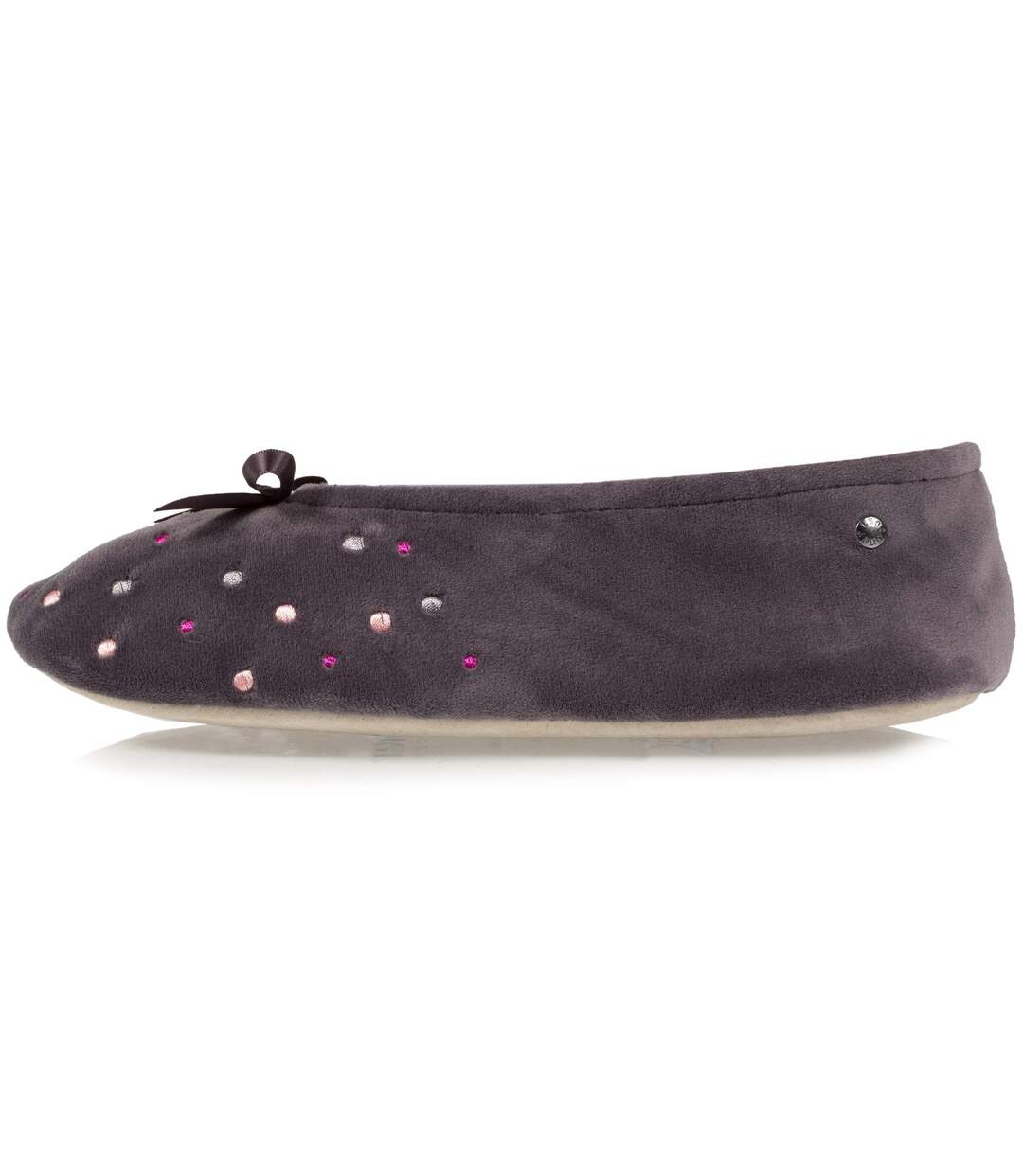 Isotoner Chaussons Ballerines femme brodée pois-3