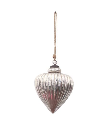 Antique look christmas bauble 17cm x 13cm x 13cm silver The Noel Collection