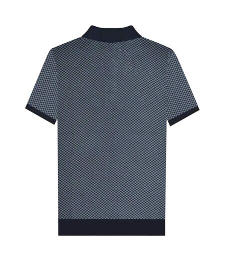 Mens Knitted Quarter Zip Polo Shirt Navy Lambretta