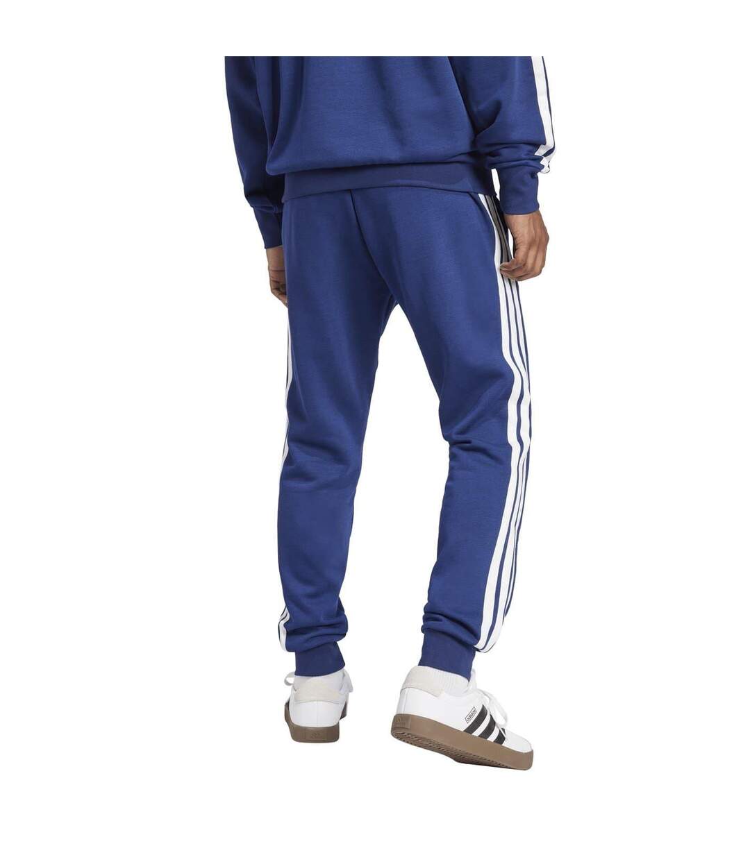 Mens Essentials Stripe Tapered Joggers Navy White Adidas-3