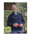 Mens Lambswool V Neck Jumper Navy WoolOvers-1