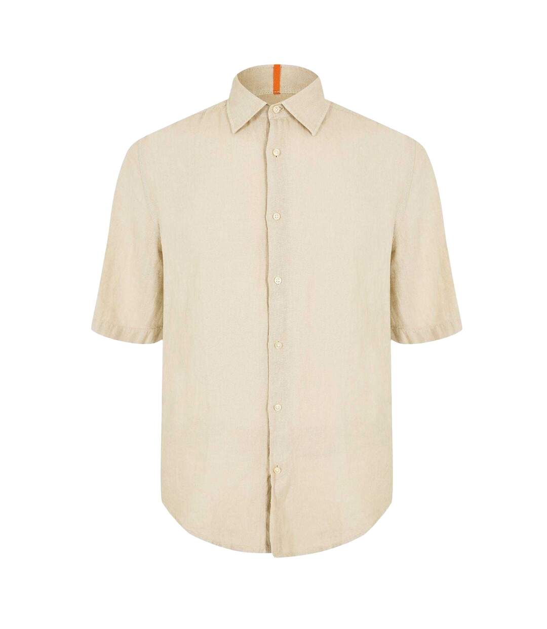 Mens Linen Short-sleeved Shirt Light Beige Boss-1