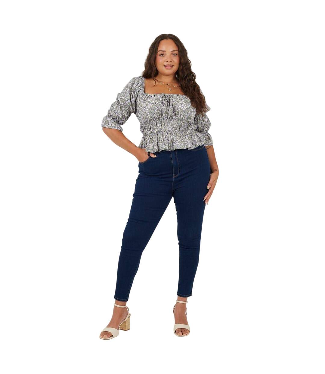 Womens/ladies High Rise Skinny Jeans Light Blue Brave Soul-1