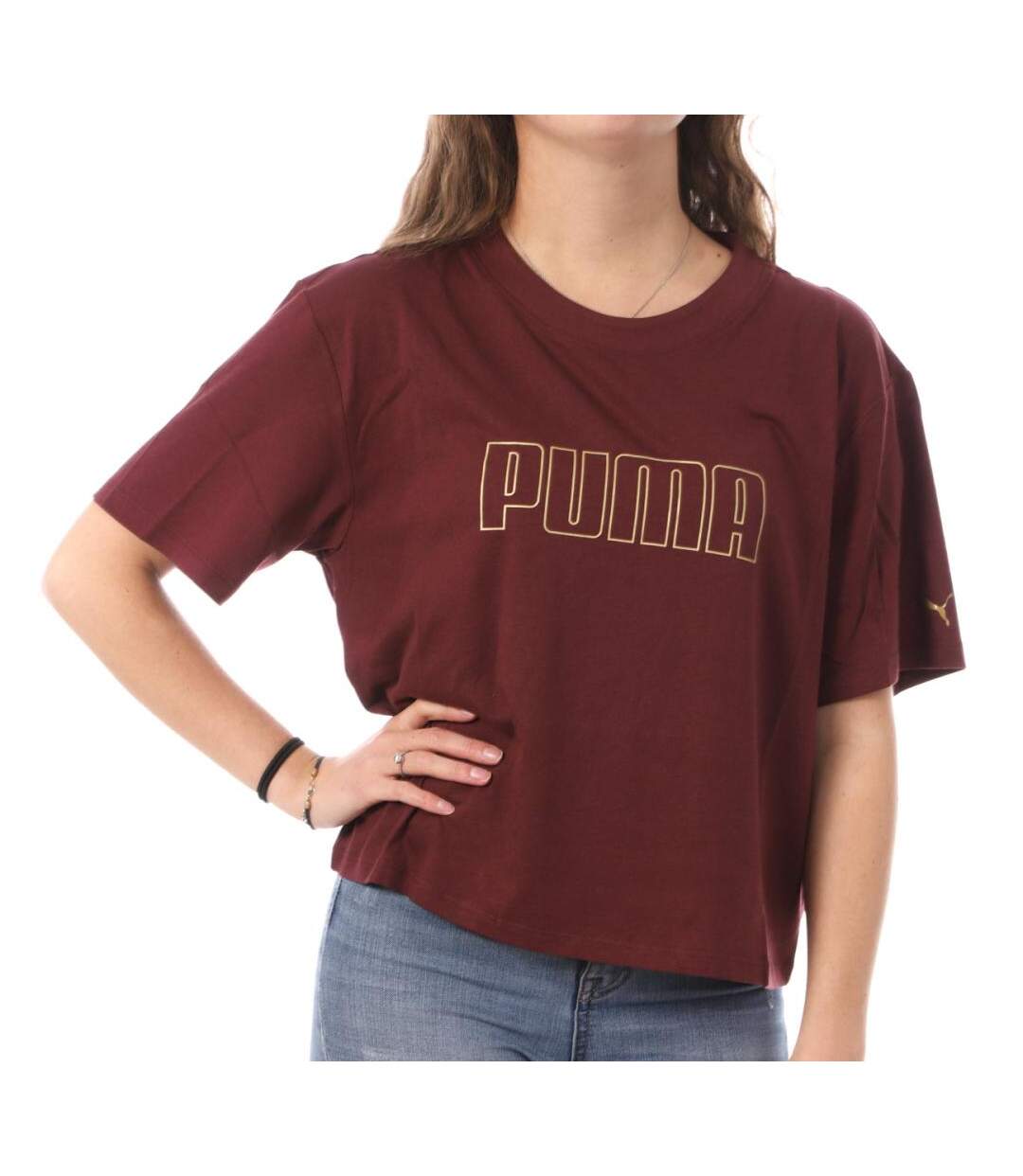 T-shirt Bordeau Femme Puma Cropped - XS