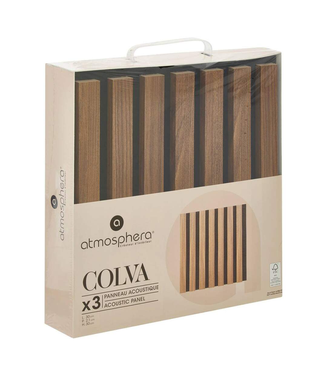 Lot de 3 Panneaux Déco Colva 30x30cm Marron-4
