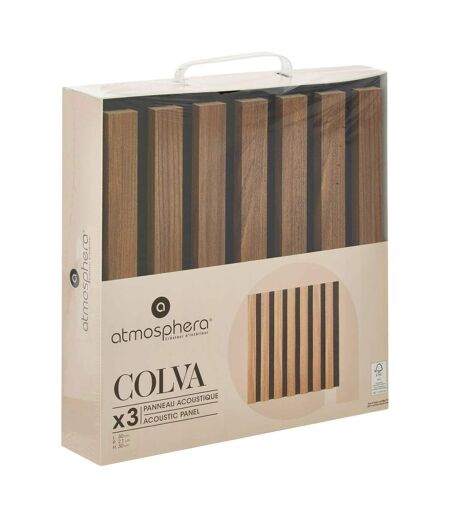 Lot de 3 Panneaux Déco Colva 30x30cm Marron