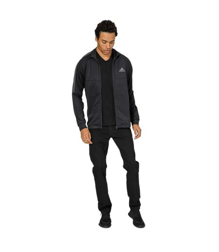 Mens Sereno 3 Stripes Aeroready Slim Track Jacket Black Adidas