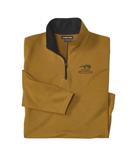 Pack of 2 Men's Cotton Zip-Neck Tops - Black Ochre
