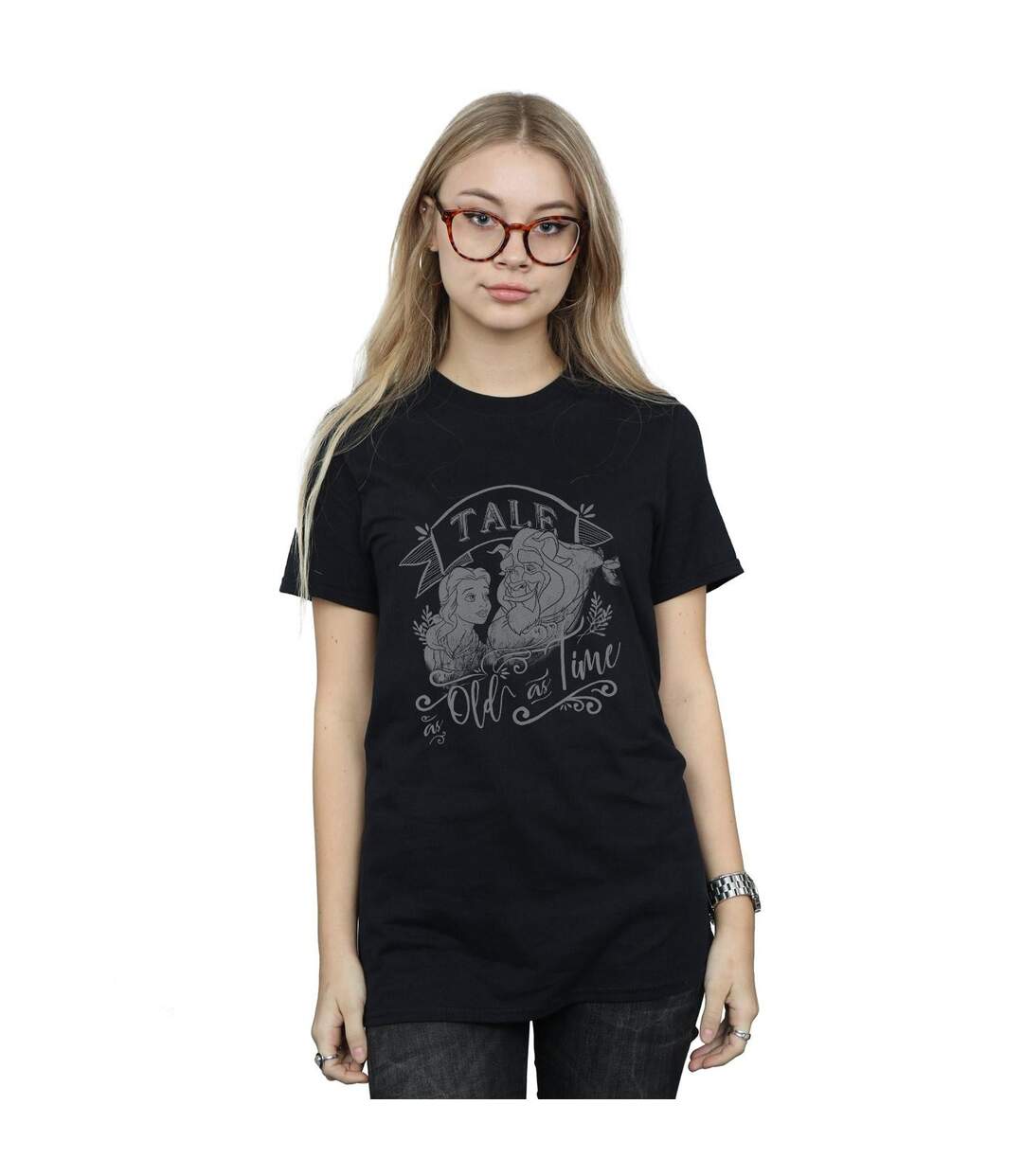 Disney Womens/Ladies Beauty And The Beast Tale As Old As Time Coton Boyfriend T-Shirt (Noir) - UTBI42627-2