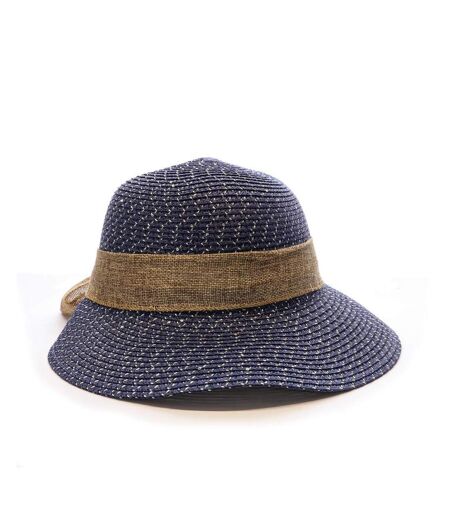 Chapeau de soleil en paille bleu marine via lorenzo pan coupe ocean
