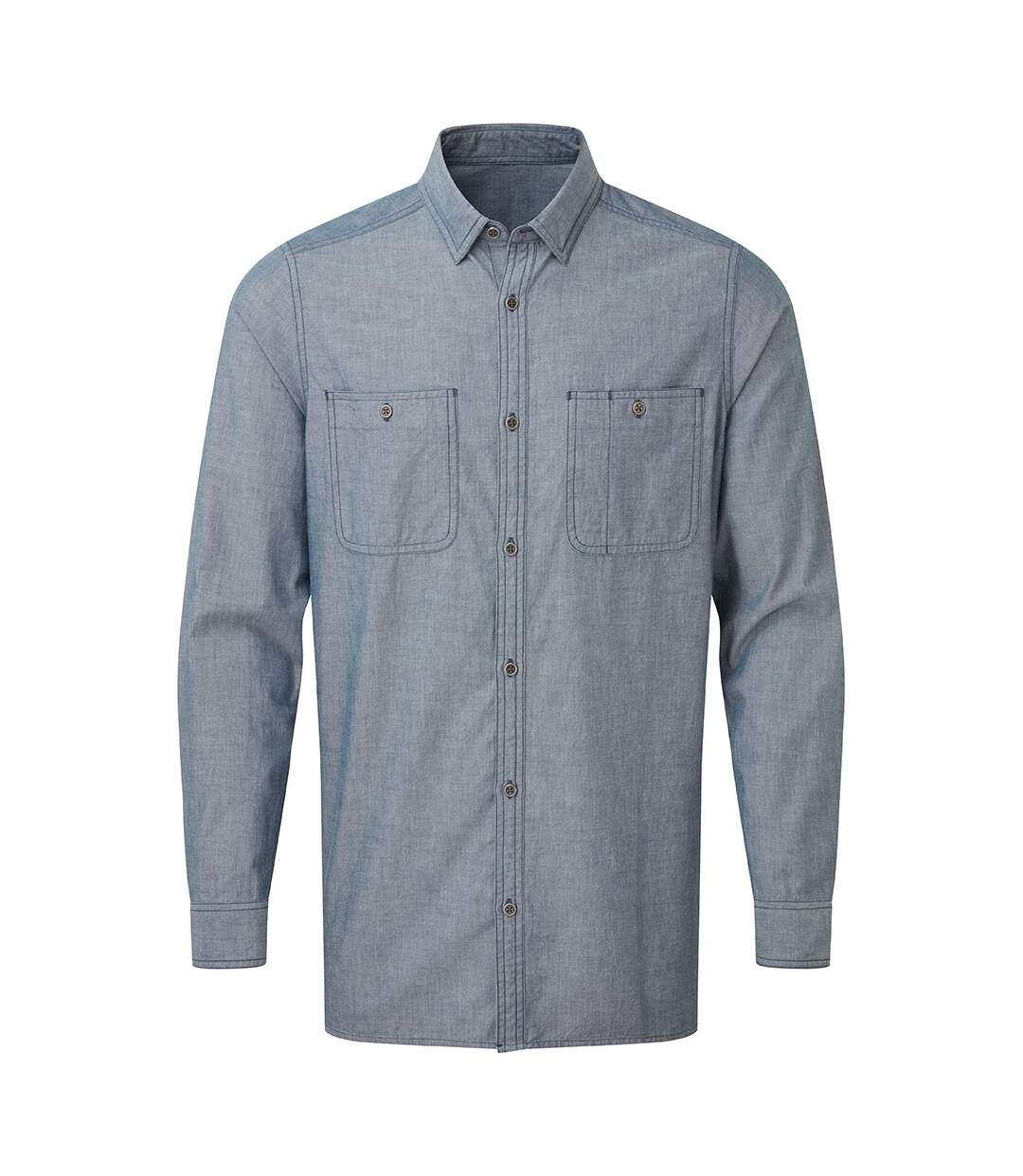 Premier Mens Organic Fairtrade Certified Chambray Shirt (Indigo Denim)