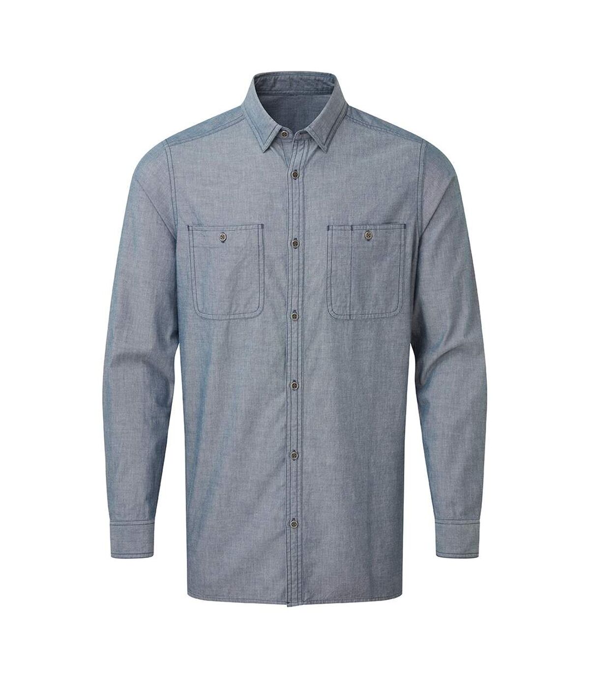 Premier Mens Chambray Organic Long-Sleeved Shirt (Indigo Denim) - UTPC4268